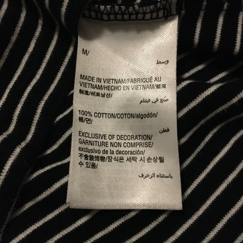 Karen Scott Pinstripe Cotton Jersey Long Sleeve Tee Floral Embroidered French Gi - Picture 10 of 15